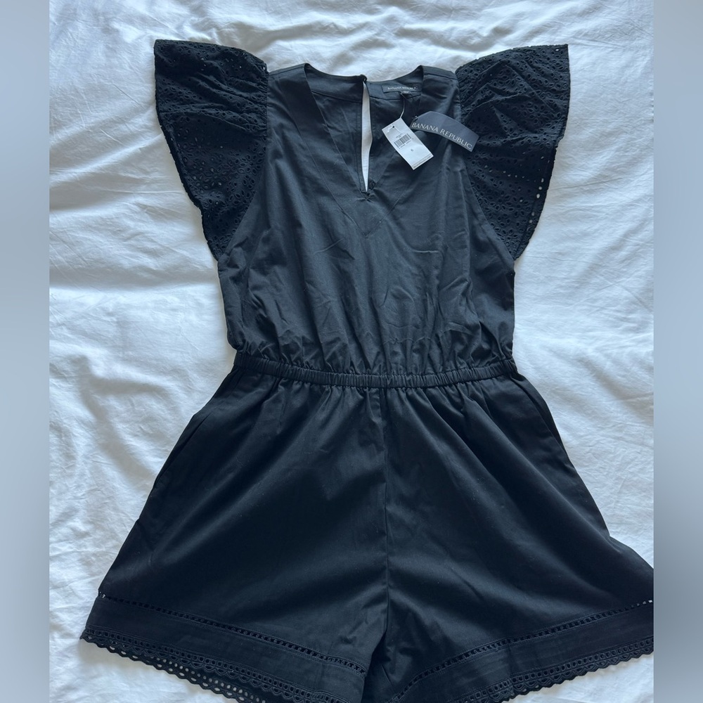 White House Black Market Black Eyelet Jumpsuit